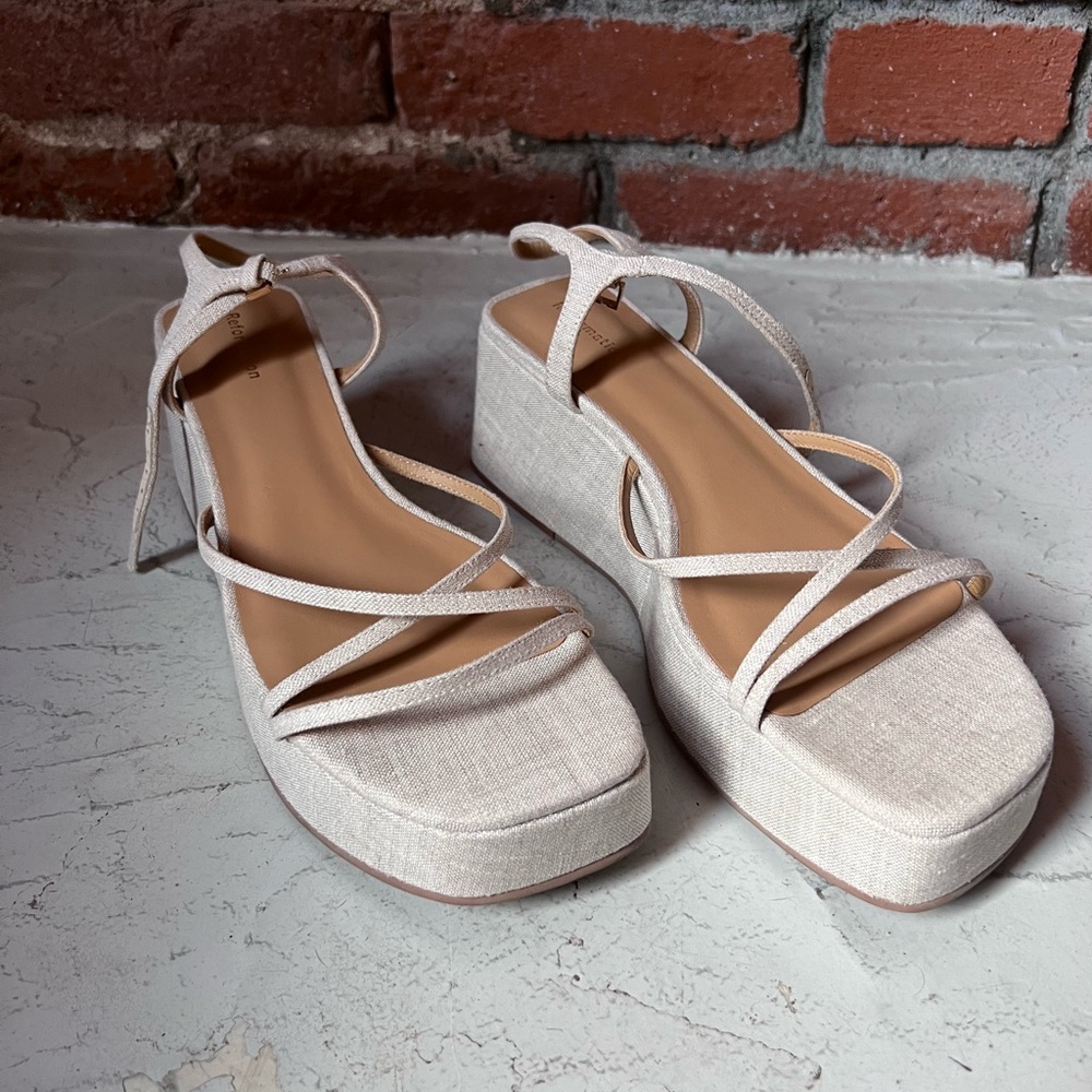 Reformation Zolanda linen platform sandals